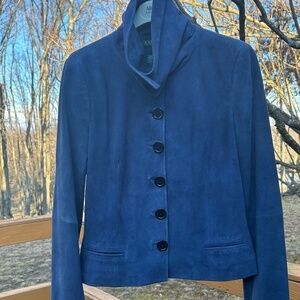 LAUREN Ralph Lauren Dusty Blue Suede Leather Jacket, Size 2 (fits size 4) NWOT